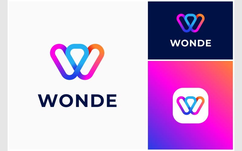 letter w colorful gradient logo original
