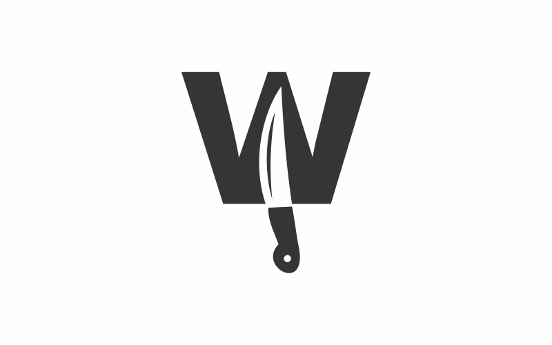letter w knife logo template original