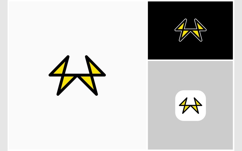 letter w lightning energy logo original
