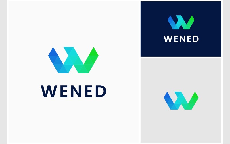 letter w mosaic geometric logo original