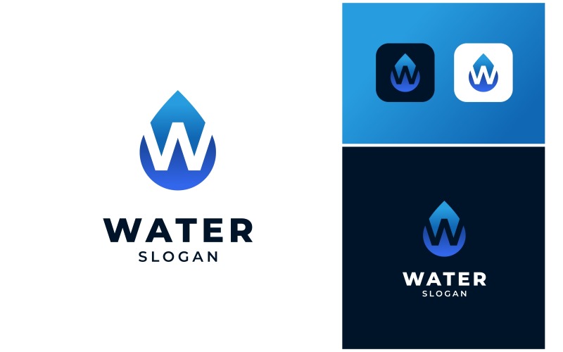 letter w pure water drop logo original