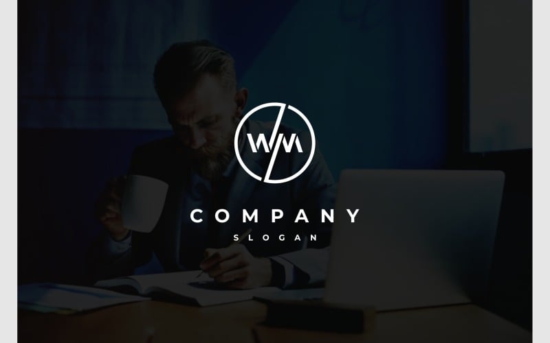 letter wm initials circle monogram logo original