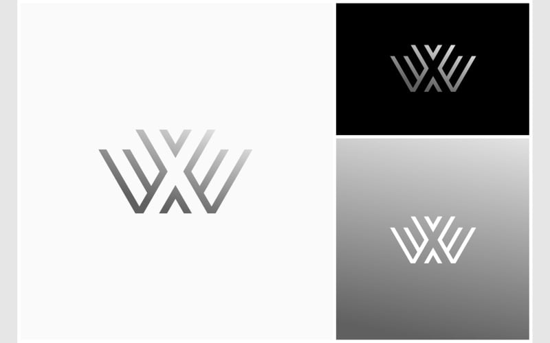 letter wx xw silver metallic logo original