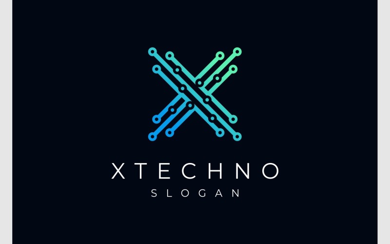 letter x circuit technology logo original