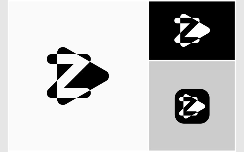 letter z play button media logo original