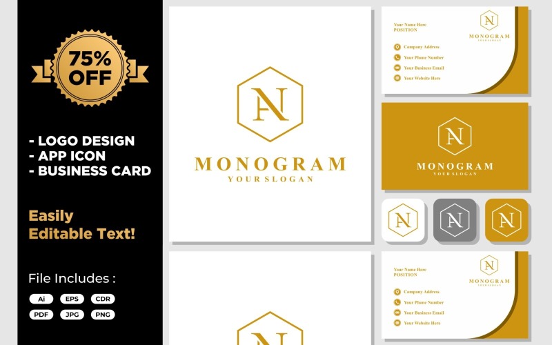 letters a n luxury monogram logo original