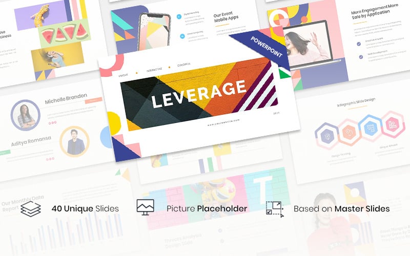 leverage color geometry powerpoint template original