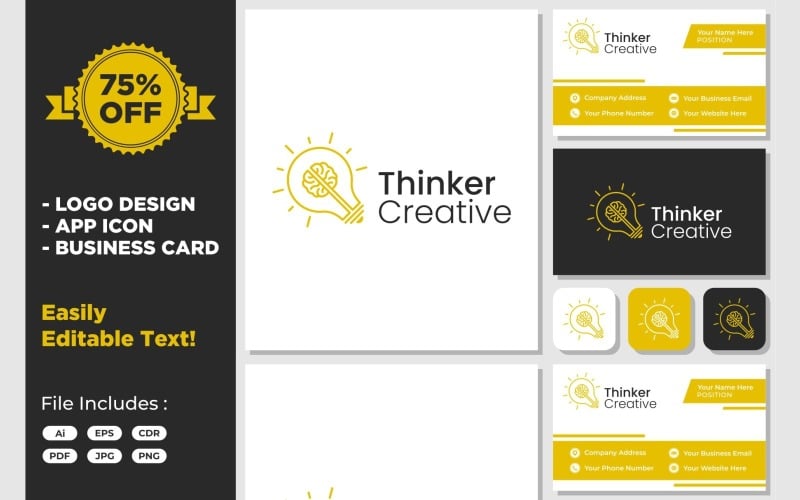 lightbulb brain creative icon logo original