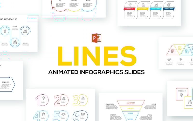 line animated infographics powerpoint template original