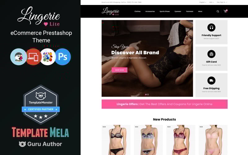 lingerie lite womens store prestashop theme original