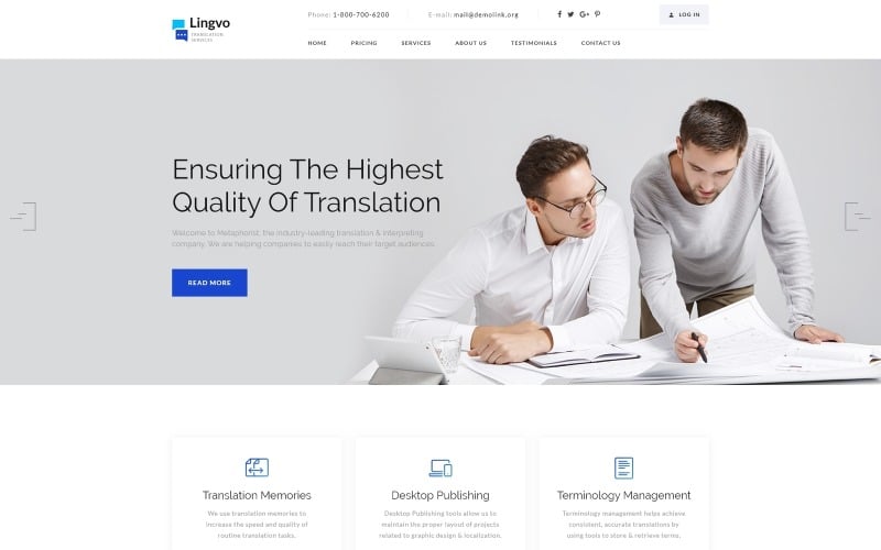 lingvo translation agency landing page template original