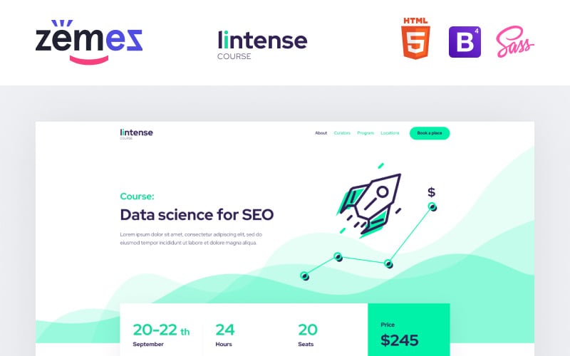 lintense course education clean html landing page template original