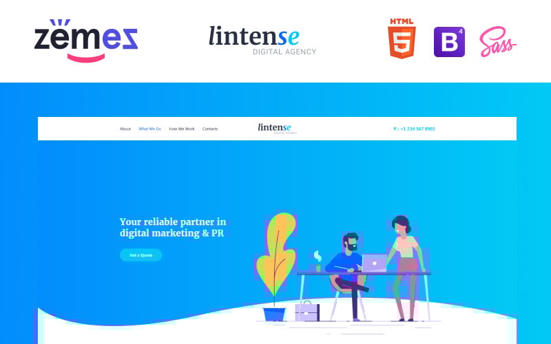 lintense digital agency creative html landing page template original