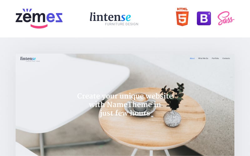lintense furniture design interior clean html landing page template original