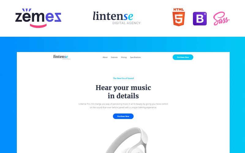 lintense headphones electronics store clean html landing page template original