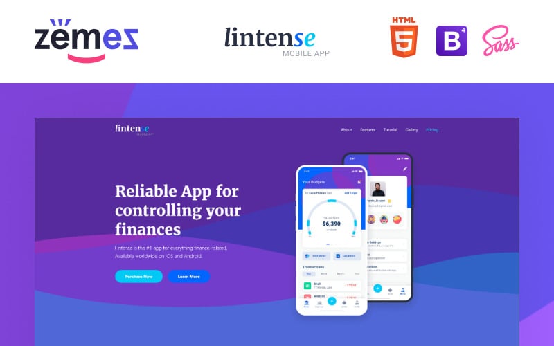 lintense mobile app software creative html landing page template original