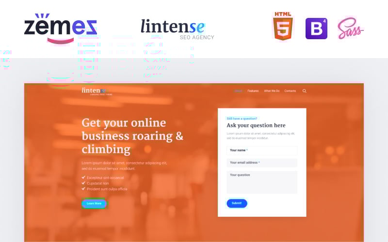 lintense seo agency marketing agency creative html landing page template original
