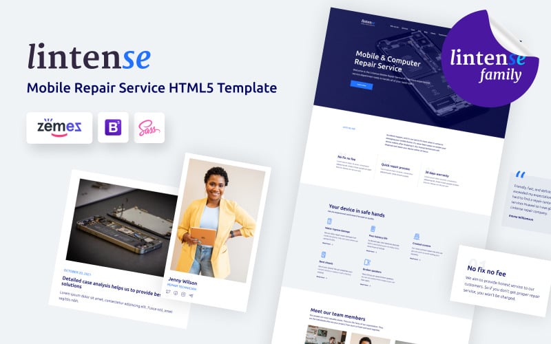 lintense smartphone repair company landing page template original