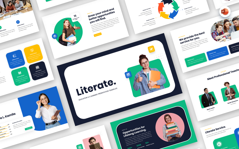 literate education amp e learning powerpoint template original