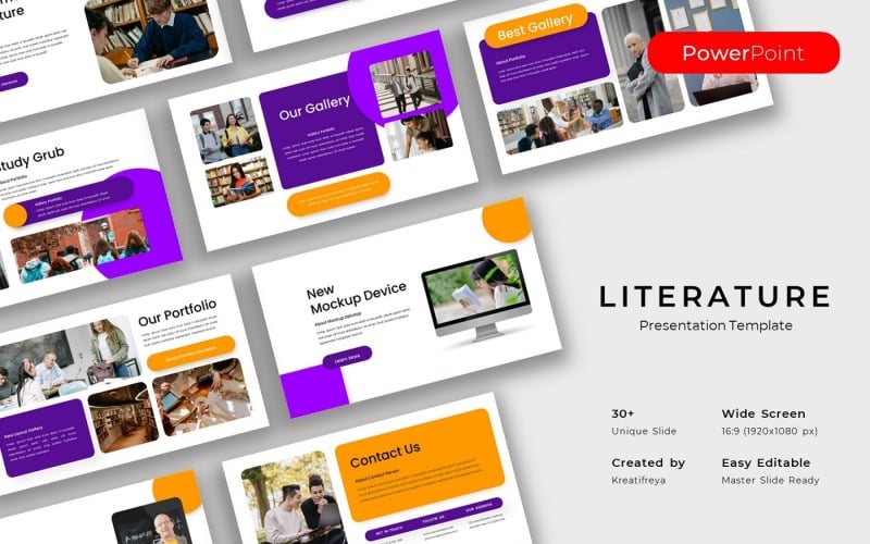 literature education powerpoint template original