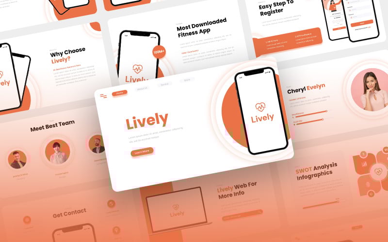 lively fitness app amp saas powerpoint template original
