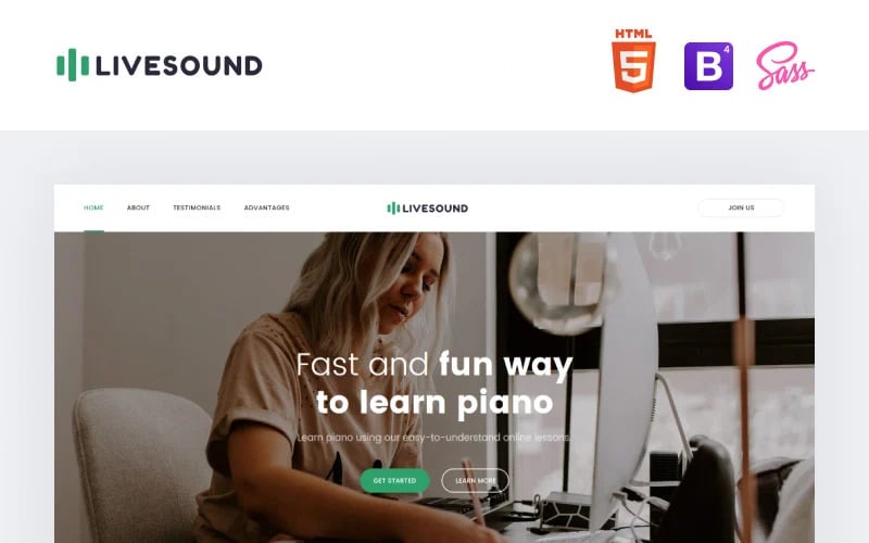 livesound music school landing page template original