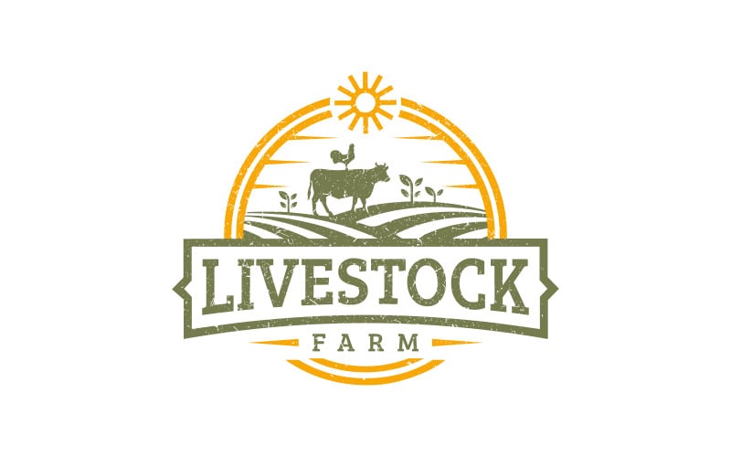 livestock farm land agriculture logo design original