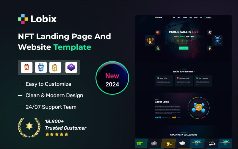 lobix nft market amp landing html template original