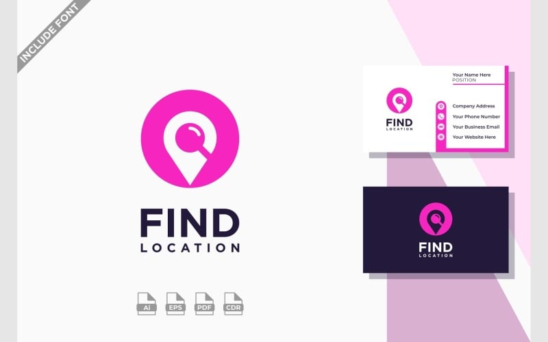 location pin map find search magnifying glass logo original