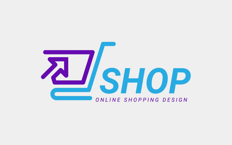 logo design for e commerce website or e business concept for mouse cursor and shopping cart original