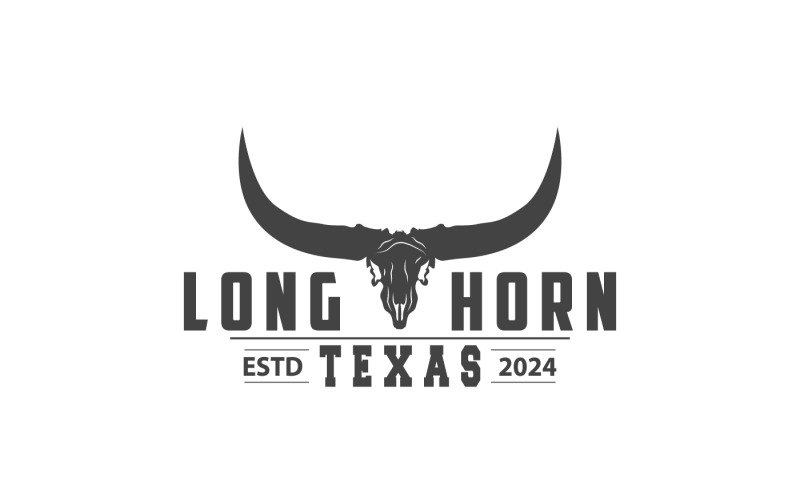longhorn animal logo design vintage v original