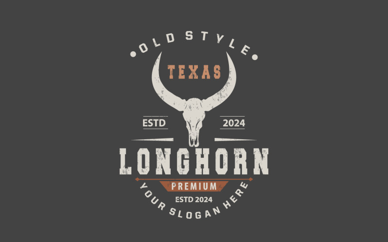 longhorn animal logo design vintage v original