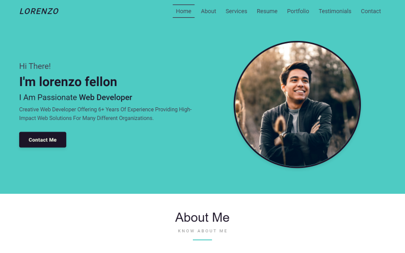 lorenzo personal portfolio html react landing page website template original
