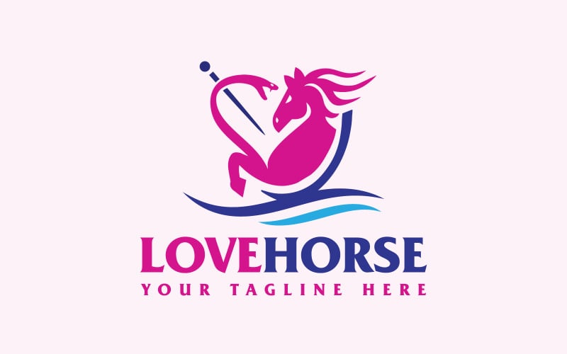 love horse equine veterinary services logo design original