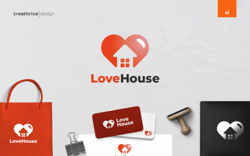love house simple logo template original
