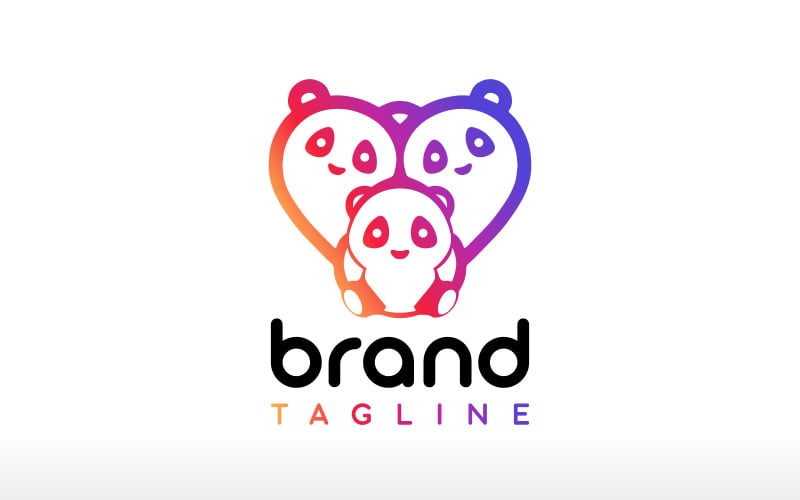 love panda logo design panda logo cuddle cation logo love family logo caring affection gift shop original