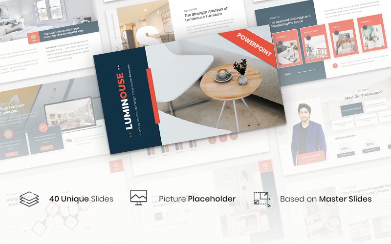 luminouse furniture and interior design powerpoint template original