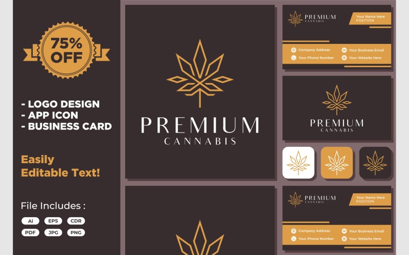 luxury cannabis hemp plant weed logo original