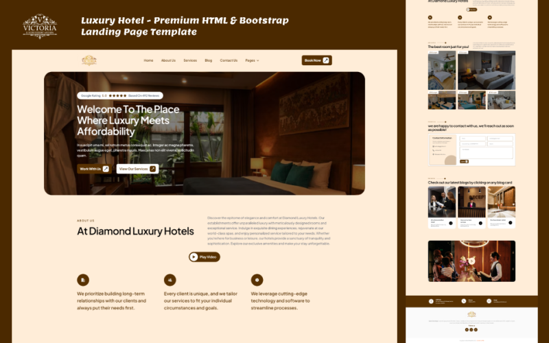 luxury hotel premium html amp bootstrap landing page template original