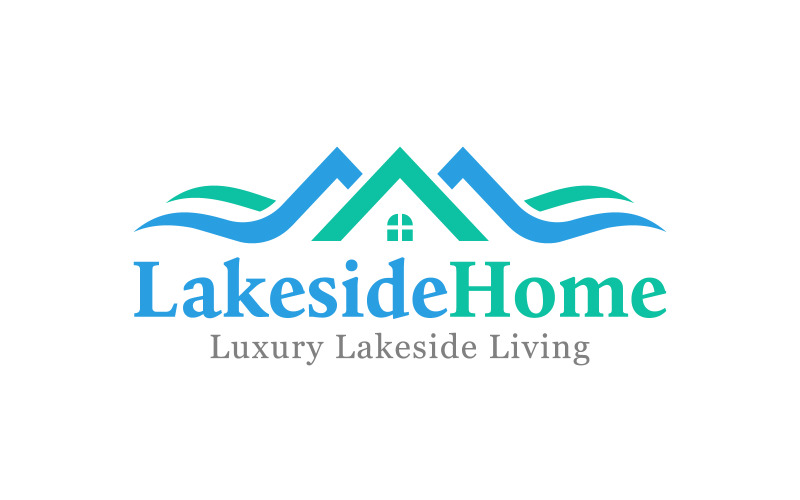 luxury lakeside home real estate logo design original