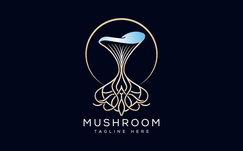 luxury mushroom logo tree with root logo design original