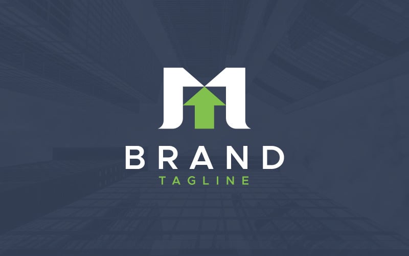 m letter arrow up logo design template original