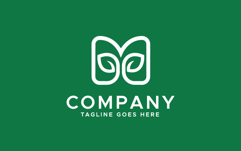m letter leaf plant logo design template original