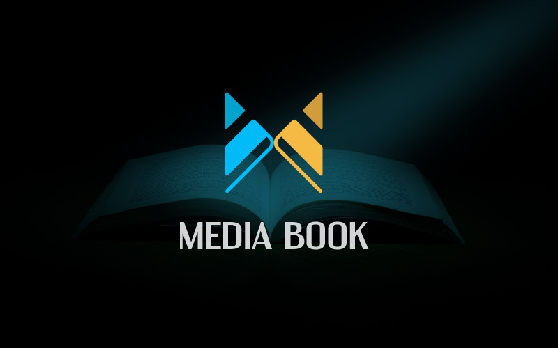 m letter media book logo design template original