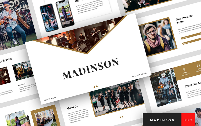 madinson music band presentation powerpoint template original
