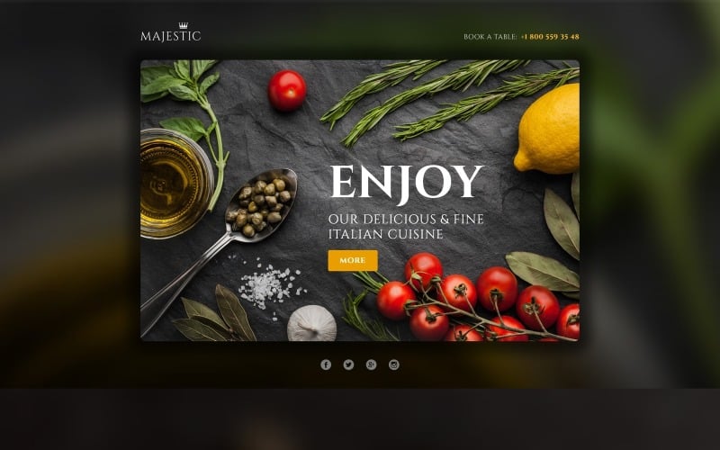 majestic responsive restaurant template compatible with novi builder landing page template original