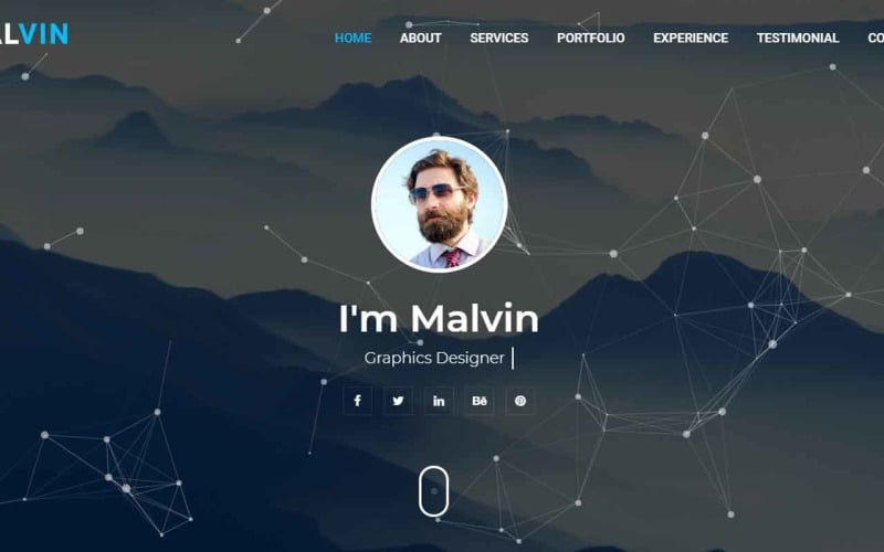 malvin personal portfolio html landing page template original