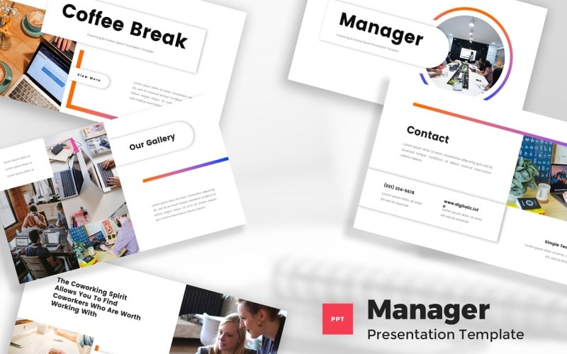 manager co working amp creative space powerpoint template original