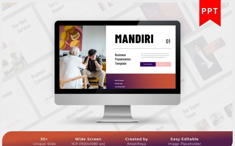 mandiri navy maroon powerpoint business template original