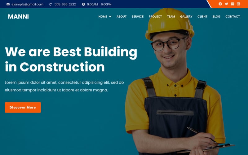 manni construction company landing page theme original